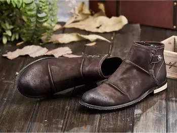 Ankle Boots Dress Shoes Men Slip On Low Heel Genuine Leather Pointed Toes Vintage Buckle Side Zipper High Top Casual Shoes
Ankle Boots Dress Shoes Men Slip On Low Heel Genuine Leather Pointed Toes Vintage Buckle Side Zipper High Top Casual Shoes