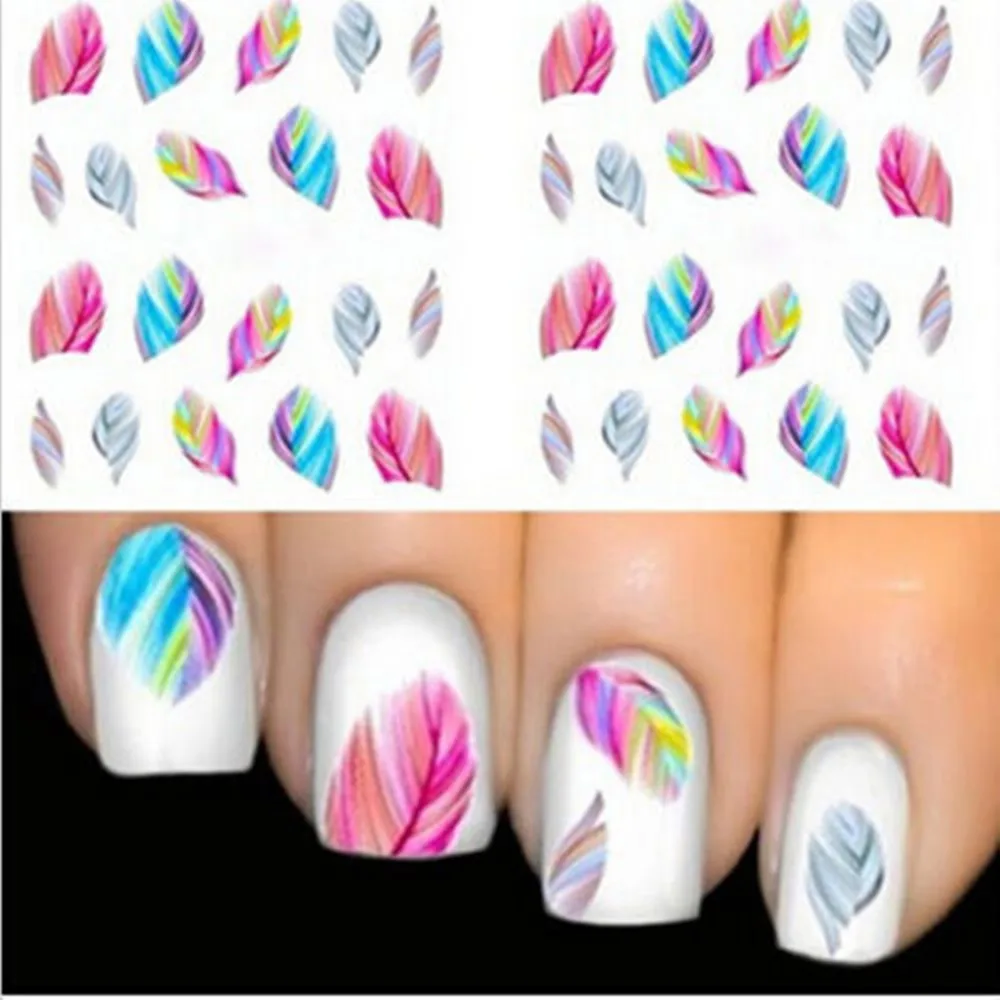 New 3 Sheets Rainbow Colorful Feather Nail Art Sticker DIY Water Transfer Decals Decoration Beauty for Women Nail Stickers
New 3 Sheets Rainbow Colorful Feather Nail Art Sticker DIY Water Transfer Decals Decoration Beauty for Women Nail Stickers