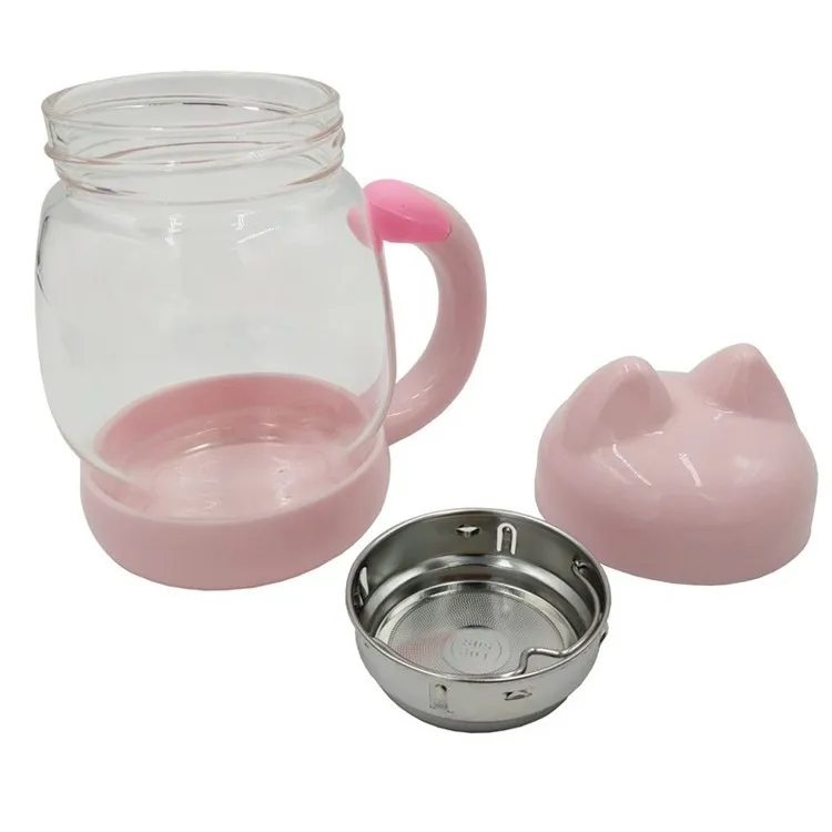 Cute Glass Water Coffee Kettle shaped Bottle With Filter 420ML 11 Cute Glass Water Coffee Kettle shaped Bottle With Filter 420ML 17