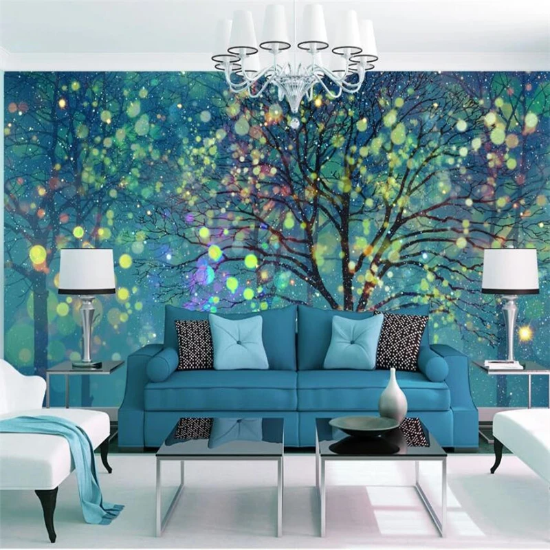 

welllyu Custom wallpaper 3d murals beautiful dreamy blue glare under the rich trees background wall papers home decor wallpaper