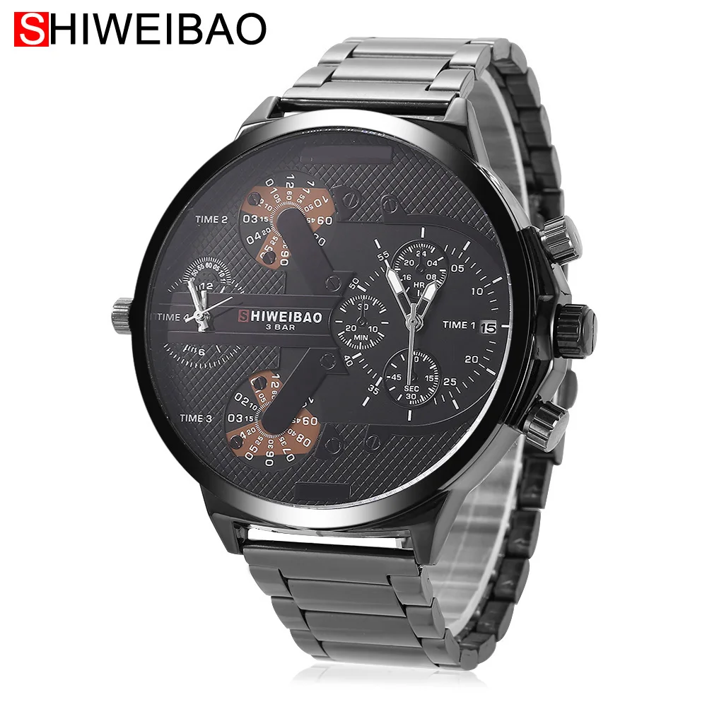 cool big case mens watches quartz watch men free shipping dual time zones dz miltiary wristwatches (6)
