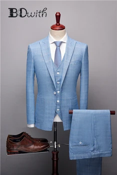 Light Blue Slim Fit Men Suits Peaked Collar One Button 3 Pieces Suits(Jacket+Pants+Vest) Men Suits Groom Wedding Party Tuxedos
Light Blue Slim Fit Men Suits Peaked Collar One Button 3 Pieces Suits(Jacket+Pants+Vest) Men Suits Groom Wedding Party Tuxedos