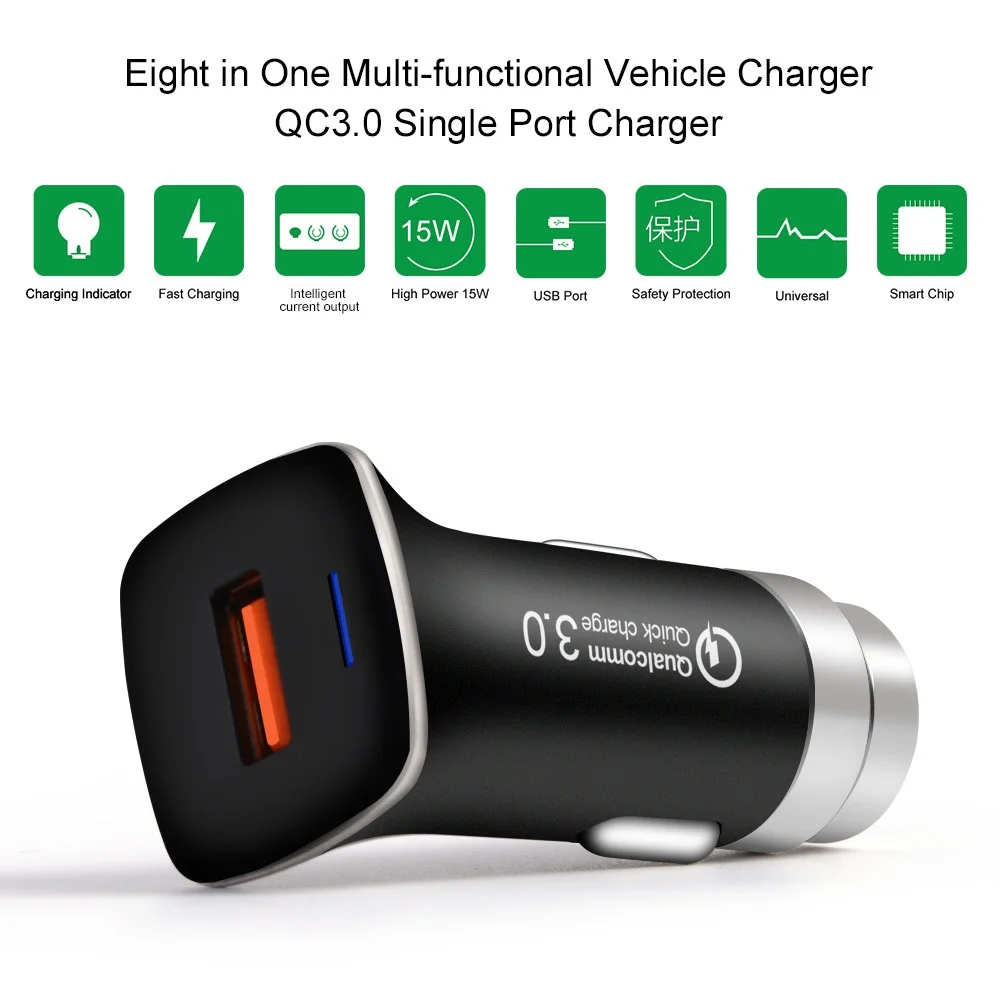 Quick Charge 3.0 Car Charger QC 3.0 Single USB Charger For iphone Huawei Fast Charge Mobile Phone Travel Adapter Car-charger
Quick Charge 3.0 Car Charger QC 3.0 Single USB Charger For iphone Huawei Fast Charge Mobile Phone Travel Adapter Car-charger