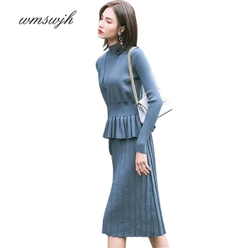 2019 Autumn Women Knitted Sweater Dress Fashion Ruffle Hem knit vest sweater Pullover And Long Sleeve Slim knit Dress Two Pcs
2019 Autumn Women Knitted Sweater Dress Fashion Ruffle Hem knit vest sweater Pullover And Long Sleeve Slim knit Dress Two Pcs