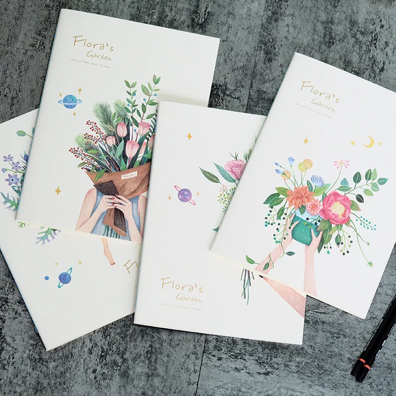 "Flora Garden" Pack of 4 Beautiful Exercise Books Lined Papers Freenote Study Business Notebook Big Size Composition Book Diary 
"Flora Garden" Pack of 4 Beautiful Exercise Books Lined Papers Freenote Study Business Notebook Big Size Composition Book Diary
