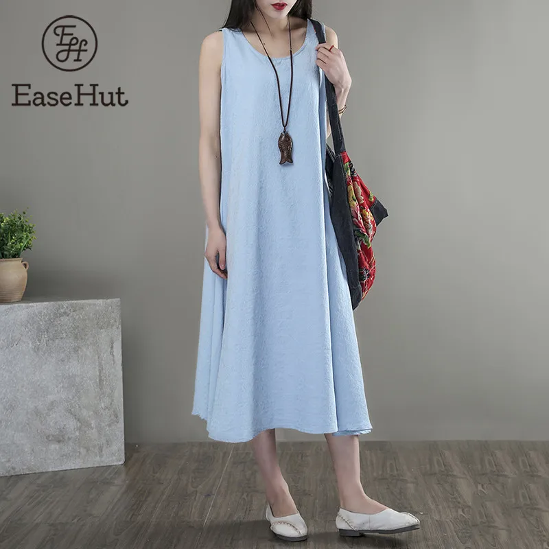 EaseHut 2019 Summer Women Loose Midi Dresses Sleeveless O-Neck Casual Solid Sundress Plus Size 5XL Vestidos Vintage Tank Dress
EaseHut 2019 Summer Women Loose Midi Dresses Sleeveless O-Neck Casual Solid Sundress Plus Size 5XL Vestidos Vintage Tank Dress