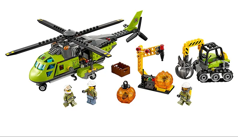 Модель Строительные блоки совместимы с LEGO City 60123 02004 вертолет вулканических