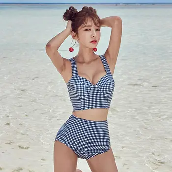 Women Sexy Bikini Set Vintage Plaid Back Tie Bow High Waist Split Push-Up Padded Steel Ring Beachwear
Women Sexy Bikini Set Vintage Plaid Back Tie Bow High Waist Split Push-Up Padded Steel Ring Beachwear