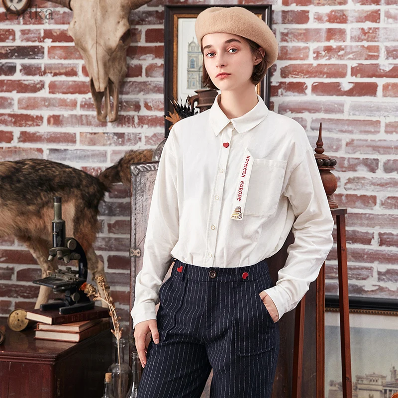 ARTKA 2019 Autumn New Women Shirt 100% Cotton Casual Turn-down Collar Shirt Thicken Corduroy Shirt Embroidered Blouse SA10081D
ARTKA 2019 Autumn New Women Shirt 100% Cotton Casual Turn-down Collar Shirt Thicken Corduroy Shirt Embroidered Blouse SA10081D