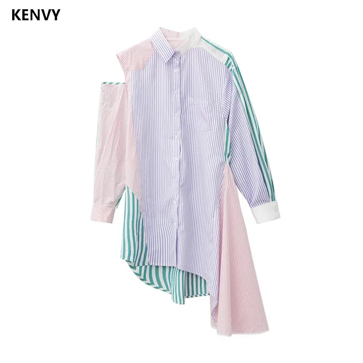 KENVY Brand fashion women's high-end luxury autumn loose lapel long striped Dress
KENVY Brand fashion women's high-end luxury autumn loose lapel long striped Dress