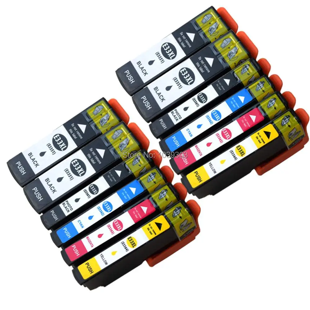 Compatible For Epson 33XL Ink Cartridges 2 Set+2 Black with XP-530 XP-830 XP-630 XP-645 XP-900 XP-635 XP-540 XP-640
Compatible For Epson 33XL Ink Cartridges 2 Set+2 Black with XP-530 XP-830 XP-630 XP-645 XP-900 XP-635 XP-540 XP-640