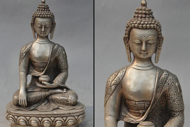 dr606 13" Tibet Temple Silver Shakyamuni Sakyamuni Buddha Amitabha Robe Bowl Statue
dr606 13" Tibet Temple Silver Shakyamuni Sakyamuni Buddha Amitabha Robe Bowl Statue