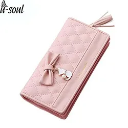 Ladies-Leather-Wallet-Women-Card-Holder-Pu-Leather-Bow-Purse-Female-Zipper-Large-Vintage-Credit-Card