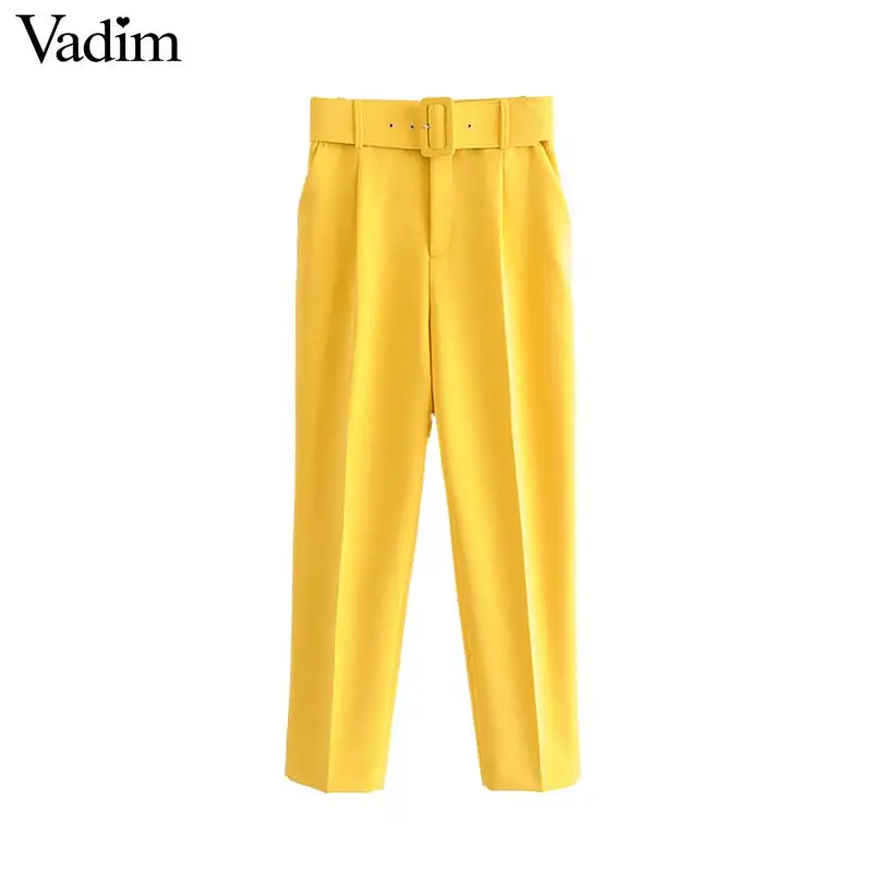 Vadim women elegant solid pants sashes pockets zipper fly design office wear trousers female casual long pantalones KA830
Vadim women elegant solid pants sashes pockets zipper fly design office wear trousers female casual long pantalones KA830