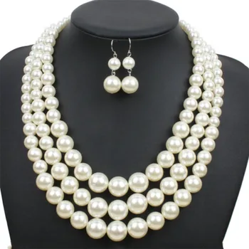 Big Size white/red/brown Simulated-pearl African Jewelry Sets 3 Layer Pearl Necklace Earrings Set Long Necklace Indian Jewelry
Big Size white/red/brown Simulated-pearl African Jewelry Sets 3 Layer Pearl Necklace Earrings Set Long Necklace Indian Jewelry