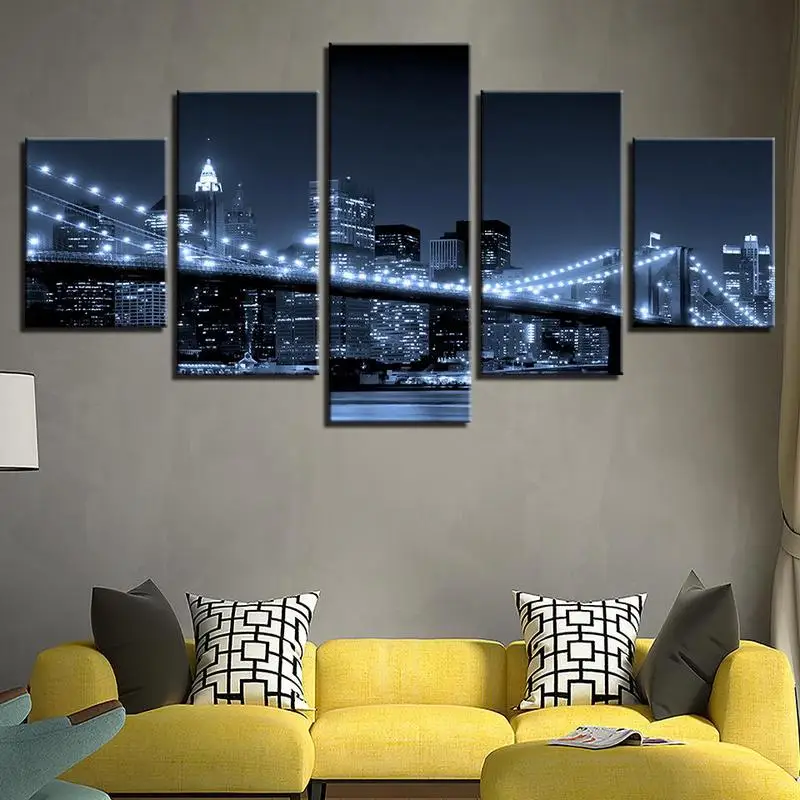 Фото Набор для рисования на холсте Бруклинский мост 5 панелей - купить
