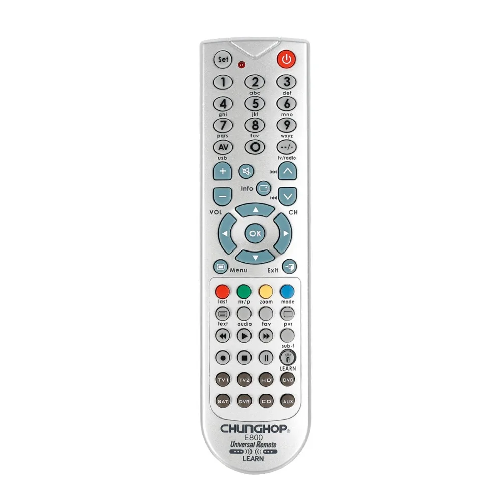 Universal learn remote control for chunghop lcd/led HDTV TV blu-ray DVD dvr CD aux E800 controller
Universal learn remote control for chunghop lcd/led HDTV TV blu-ray DVD dvr CD aux E800 controller