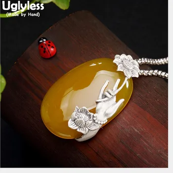 Uglyless 100% Real 925 Sterling Thai Silver Handmade Buddha Hand Holding Lotus Pendants foe Women Chalcedony Necklaces NO Chains
Uglyless 100% Real 925 Sterling Thai Silver Handmade Buddha Hand Holding Lotus Pendants foe Women Chalcedony Necklaces NO Chains