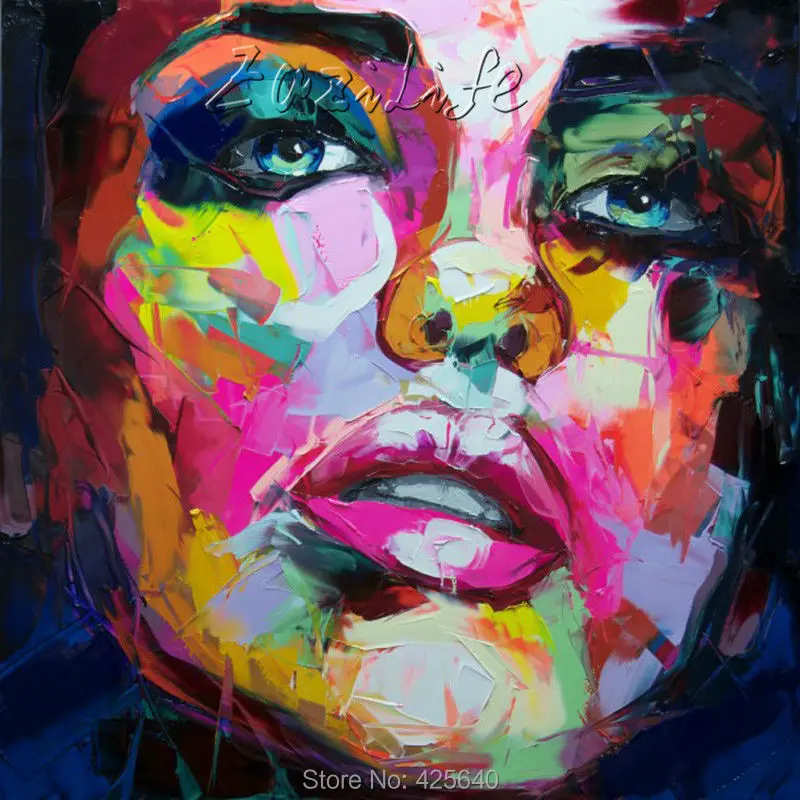 

Palette knife painting portrait Palette knife Face Oil painting Impasto figure on canvas Hand painted Francoise Nielly 15-3