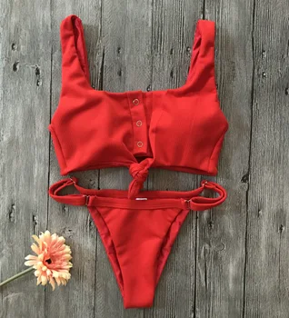 Hot Sale Bikini Set Tie The Knot At The Front Women New Pure Red Color Bikinis Padding Vest Bandage Swimwear Tanga Swimsuit
Hot Sale Bikini Set Tie The Knot At The Front Women New Pure Red Color Bikinis Padding Vest Bandage Swimwear Tanga Swimsuit