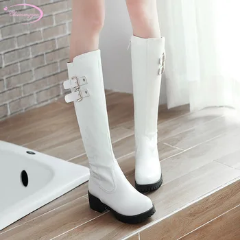 Chainingyee street style round head knee high boots fashion zipper belt buckle waterproof middle heel thick women's riding boots
Chainingyee street style round head knee high boots fashion zipper belt buckle waterproof middle heel thick women's riding boots