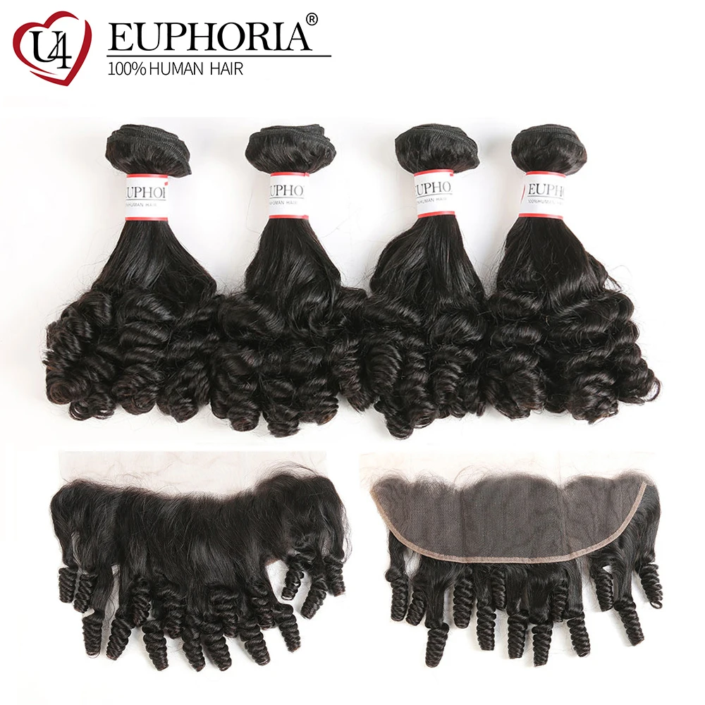Brazilian Lace Frontal With 1/3 Bundles Euphoria Natural Color Human Hair Weaves With Closures Funmi Curly 100% Remy Bundle Hair
Brazilian Lace Frontal With 1/3 Bundles Euphoria Natural Color Human Hair Weaves With Closures Funmi Curly 100% Remy Bundle Hair