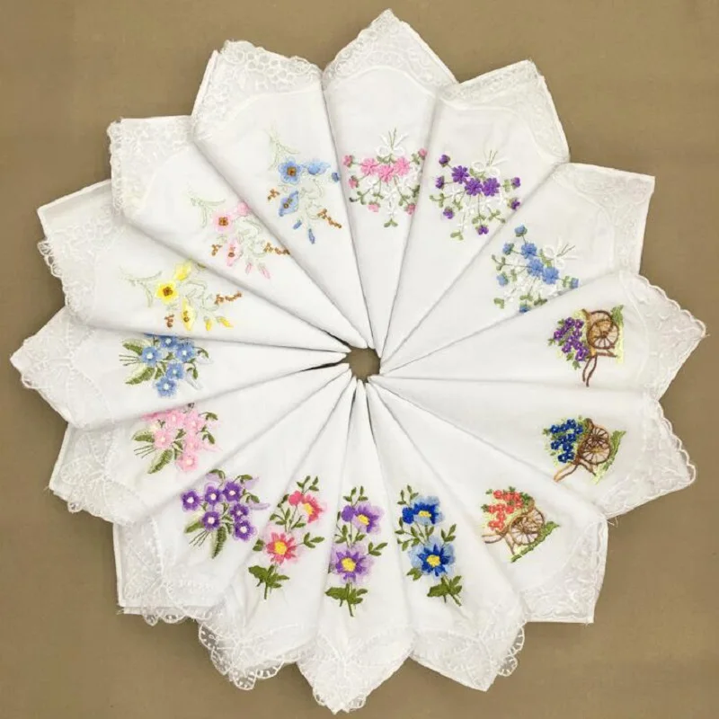 Vintage Cotton Women Hankies Embroidered Butterfly Lace Flower Hanky Floral Assorted Cloth Ladies Handkerchief Fabrics 28cm
Vintage Cotton Women Hankies Embroidered Butterfly Lace Flower Hanky Floral Assorted Cloth Ladies Handkerchief Fabrics 28cm