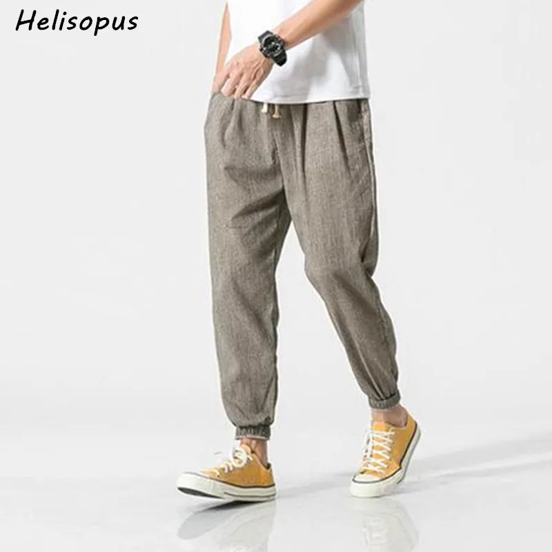 Helisopus Men Cotton Linen Casual Track Pants Loose Drawstring Harajuku Style Trousers 2019 Summer Jogger Pants 
Helisopus Men Cotton Linen Casual Track Pants Loose Drawstring Harajuku Style Trousers 2019 Summer Jogger Pants