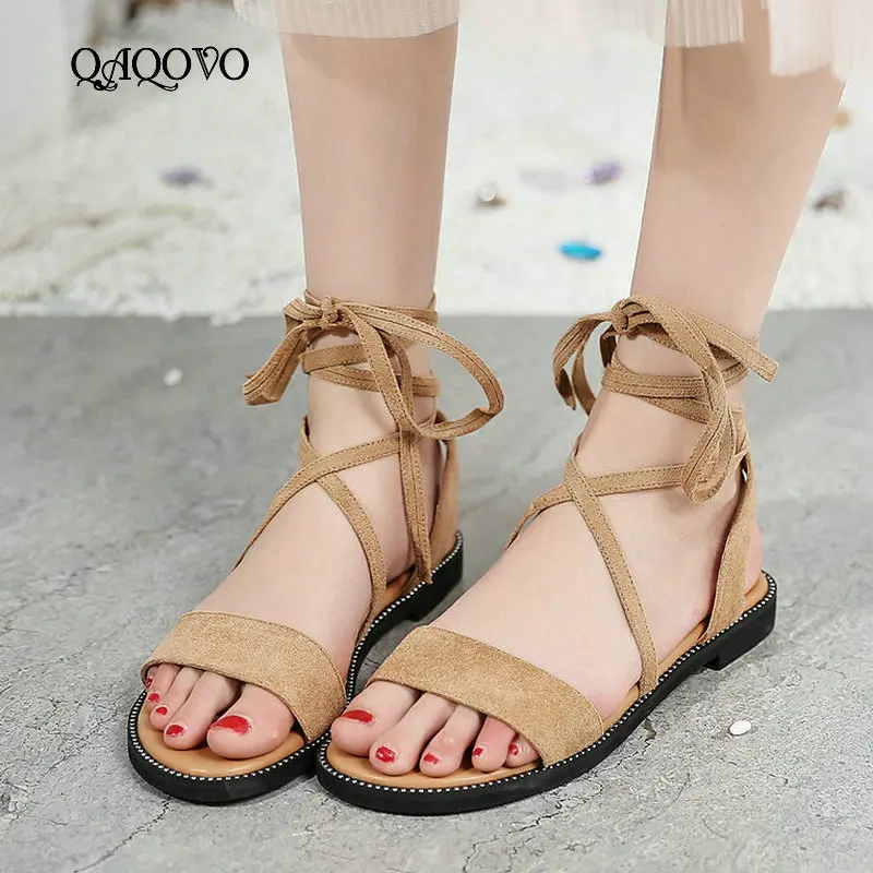 Summer Women Shoes Lace Up Gladiator Sandals Flock comfy Flat Casual Ladies Shoes Black Beige
Summer Women Shoes Lace Up Gladiator Sandals Flock comfy Flat Casual Ladies Shoes Black Beige