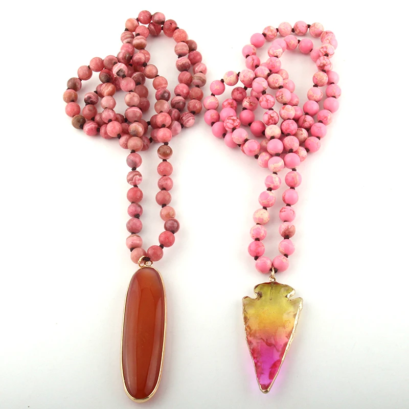 MOODPC Fashion Bohemian Tribal Jewelry Pink Stones Long Knotted Pendant Necklaces Women Necklace
MOODPC Fashion Bohemian Tribal Jewelry Pink Stones Long Knotted Pendant Necklaces Women Necklace