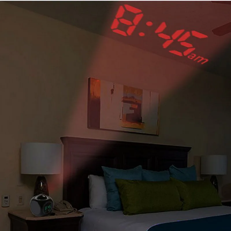 Digital Clock with LED Display Projection Alarm Voice Report Sadoun.com