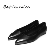 High quality casual women shoes New cozy Shallow Pointed Toe leather flats women shoes Ballet dancing shoes Mujer zapatos W087