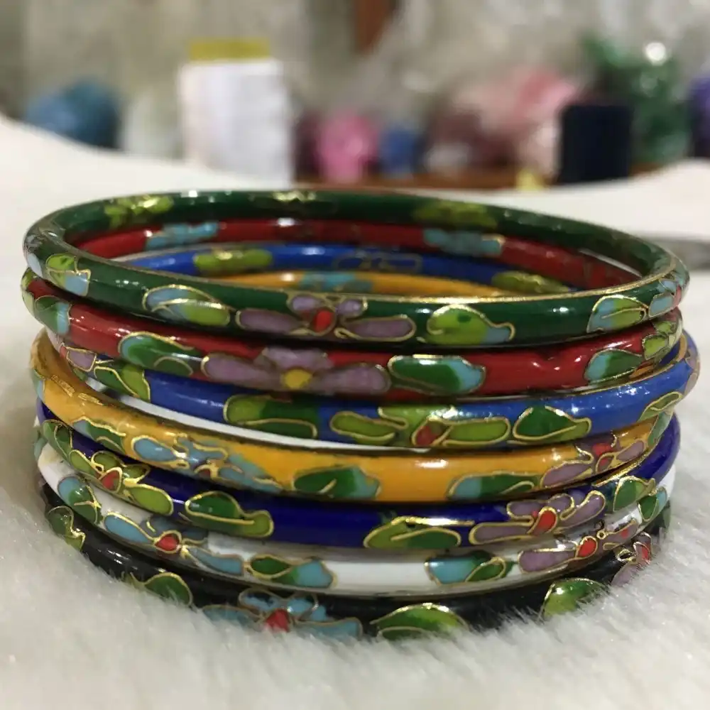 wholesale 7pcs cute chinese handmade cloisonne enamel flower 7cm
