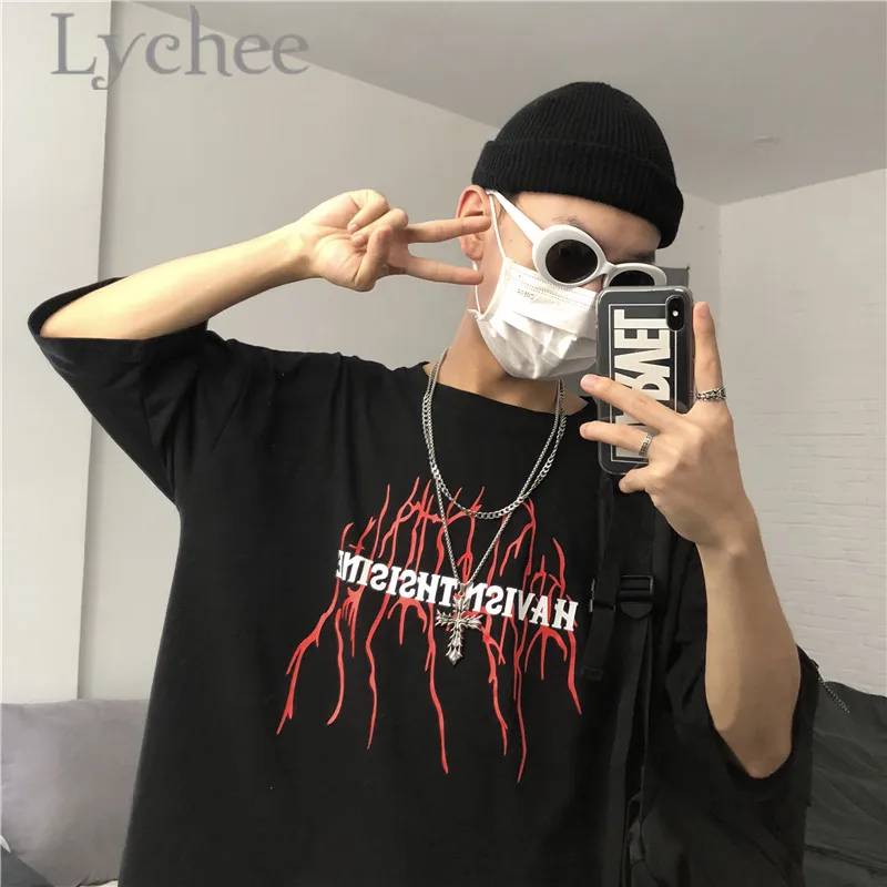Lychee Streetwear Lightning Letter Print Female T Shirt Short Sleeve Loose Spring Summer Crew Neck Women T Shirts Top Tees
Lychee Streetwear Lightning Letter Print Female T Shirt Short Sleeve Loose Spring Summer Crew Neck Women T Shirts Top Tees