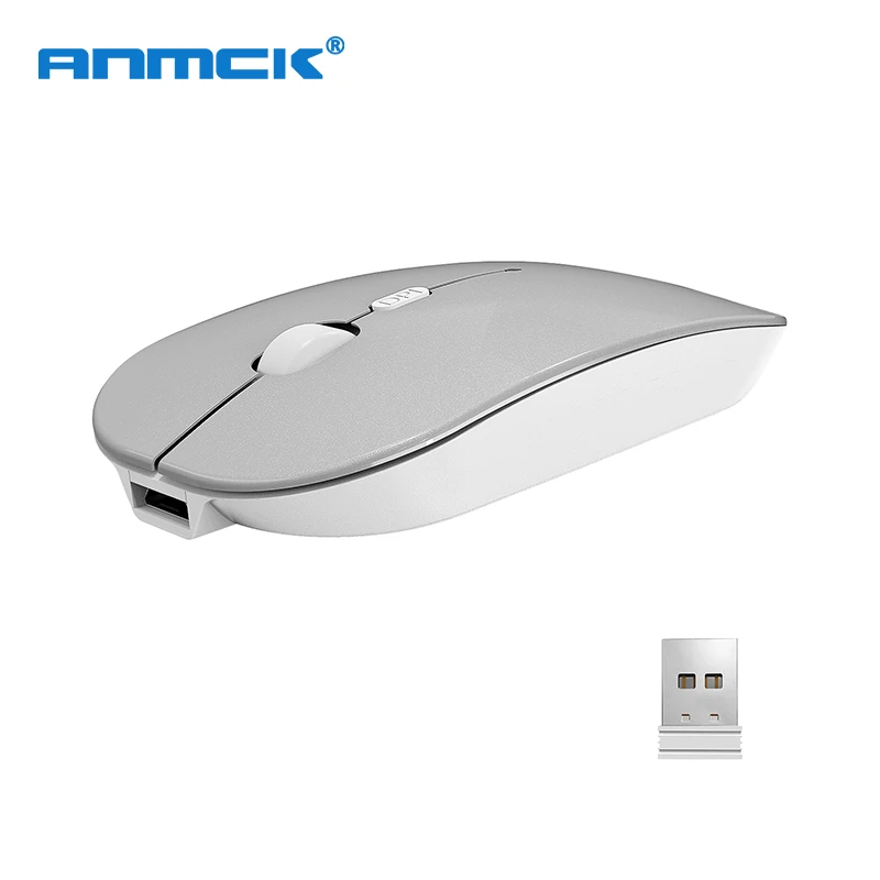 

Anmck Computer USB Wireless Mouse For PC Laptop Notebook Mini Ergonomic Rechargeable Mice 2.4Ghz Optical Noiseless Silent Mause
