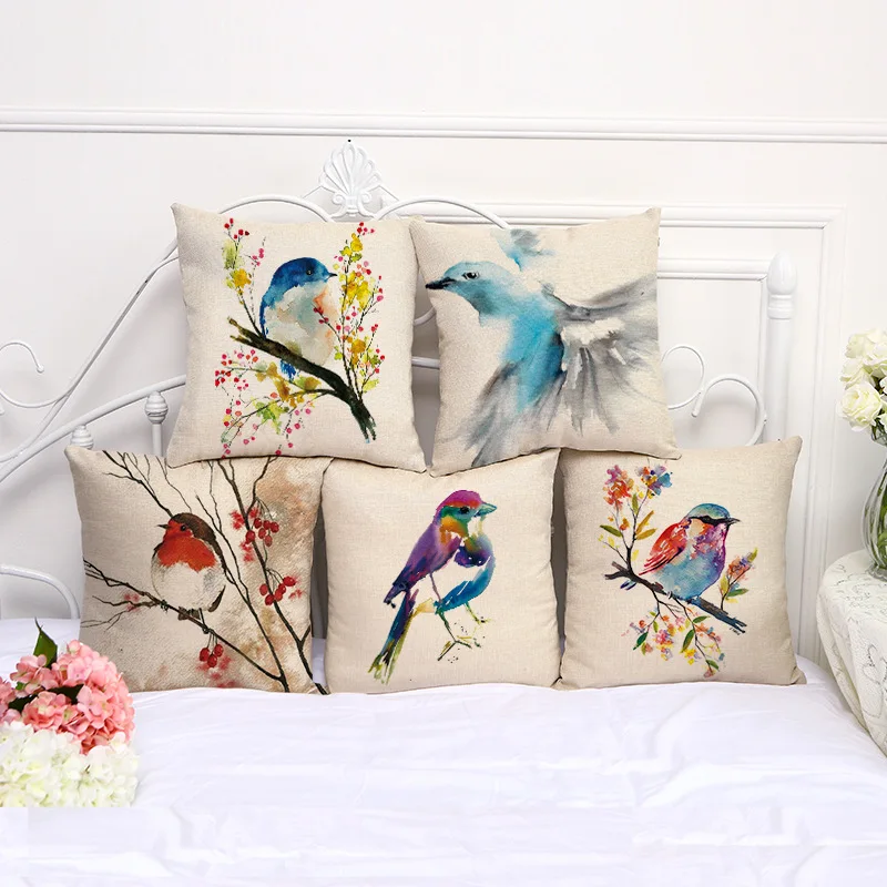Hot Flower and Bird Art 18" Cotton Linen Sofa Decorative Throw Cushion Cover Home Decor Mediterranean Style Pillowcase Wholesale
Hot Flower and Bird Art 18" Cotton Linen Sofa Decorative Throw Cushion Cover Home Decor Mediterranean Style Pillowcase Wholesale