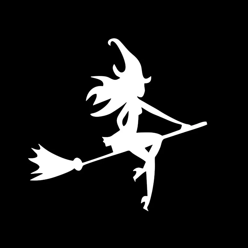 12.712.2CM Fashion Halloween Sexy Witch Broom Car Stickers Cartoon Waterproof Vinyl Reflective Decals BlackSilverlaser (3)