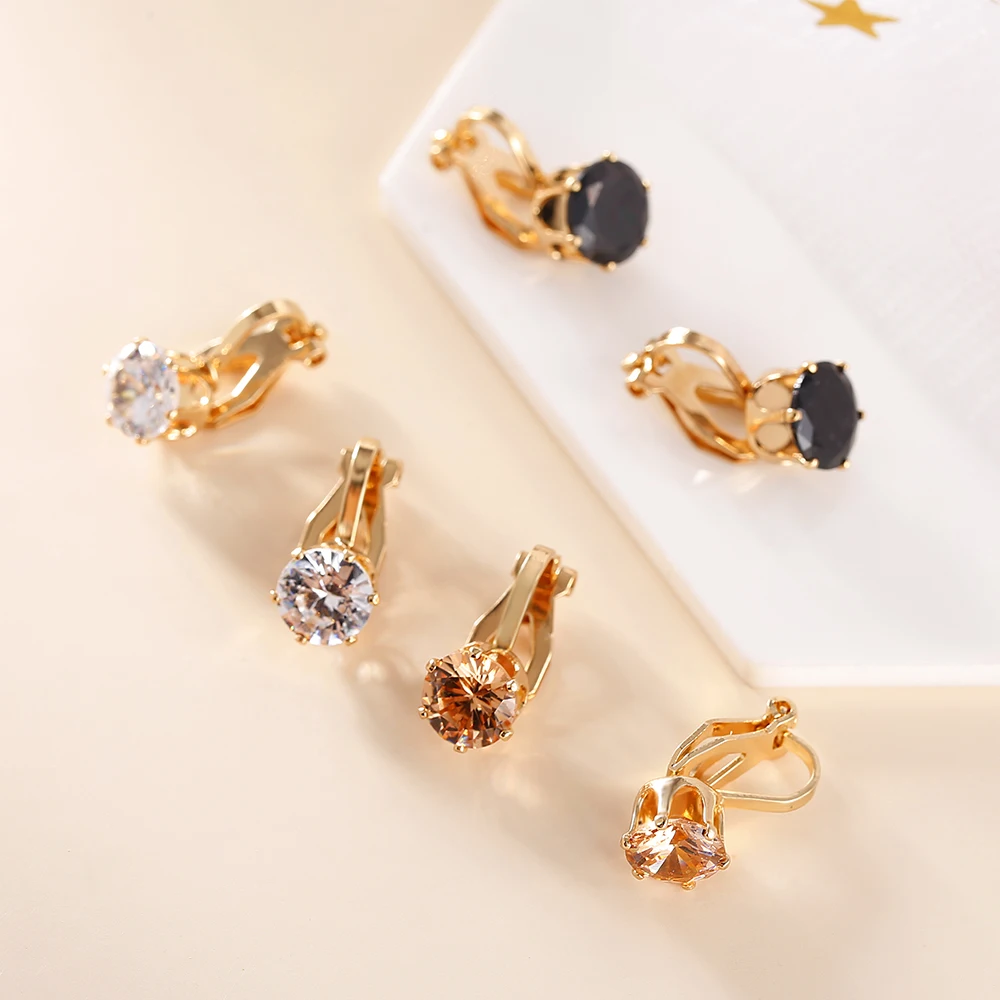 JIOFREE Round Cubic Zirconia Clip Earrings for women Fashion 3 color Crystal Jewelry Earrings Female Wedding Party Gift
JIOFREE Round Cubic Zirconia Clip Earrings for women Fashion 3 color Crystal Jewelry Earrings Female Wedding Party Gift