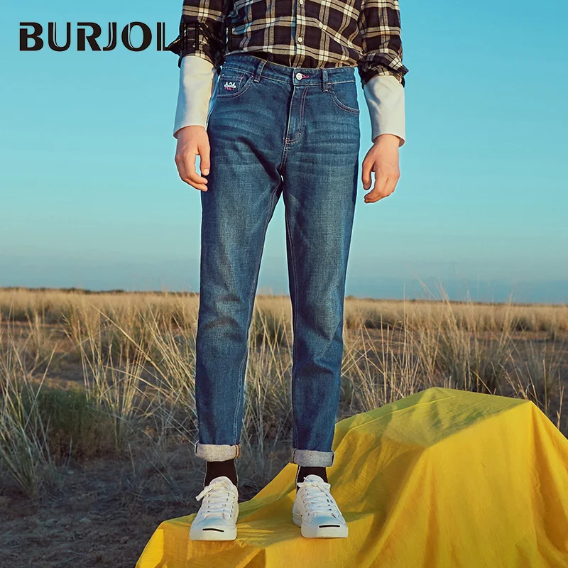 BURJOLINE 2019 Spring Men's Stretch-slim Jeans Male Simple Cat Whisker Long Pants B9208
BURJOLINE 2019 Spring Men's Stretch-slim Jeans Male Simple Cat Whisker Long Pants B9208