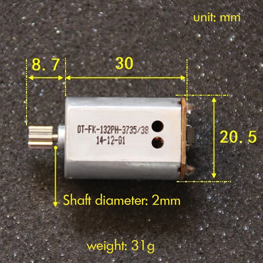 132 High Speed RC Motor DC 3.7V 17000 rpm Carbon Brush Motor with Metal Gears, Circuit Board, Cooling Holes Shaft Dia 2mm
132 High Speed RC Motor DC 3.7V 17000 rpm Carbon Brush Motor with Metal Gears, Circuit Board, Cooling Holes Shaft Dia 2mm