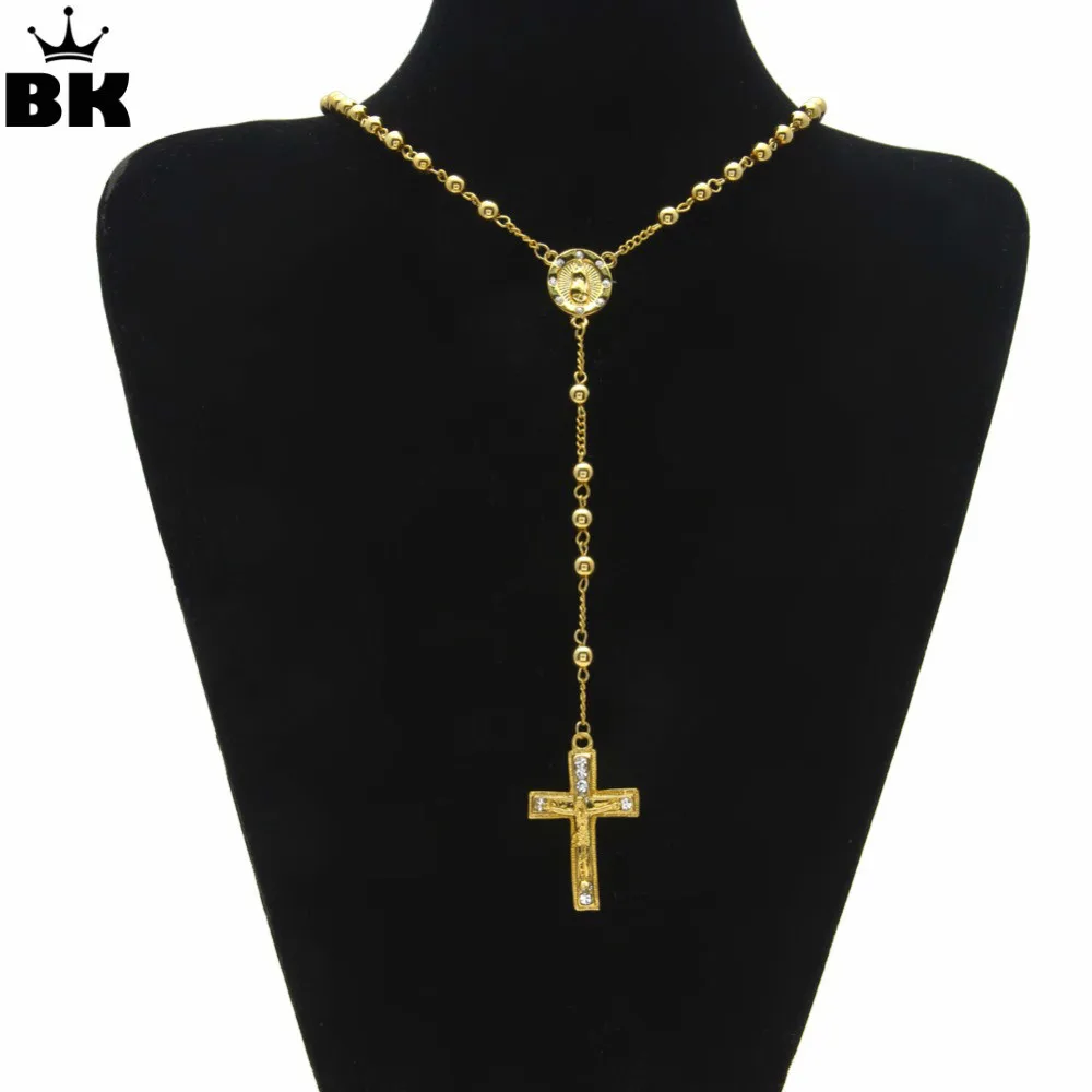 Catholic Jesus Cross Pendant Rosary Necklace Ice Out Rhinestone Crucifix Charm Pendant Gold Color Trendy Long Bead Chain
Catholic Jesus Cross Pendant Rosary Necklace Ice Out Rhinestone Crucifix Charm Pendant Gold Color Trendy Long Bead Chain