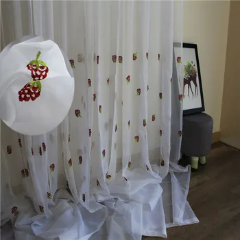Pastoral Style Strawberry Embroiderey WhiteTulle Finished Curtain Balcony/Bedroom/Living-room Decorative Partition Sheer
Pastoral Style Strawberry Embroiderey WhiteTulle Finished Curtain Balcony/Bedroom/Living-room Decorative Partition Sheer