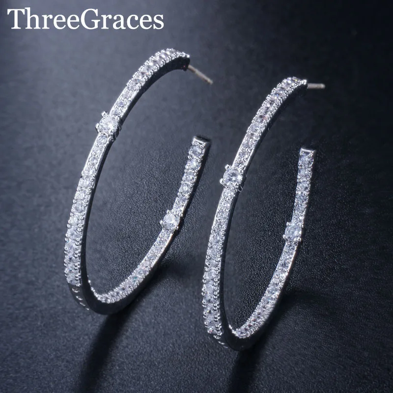 Threegraces Elegant Dancing Party 925 Silver Jewelry Micro Inlay Cubic Zirconia Big Round Circle Hoop Earring for Women E0036
Threegraces Elegant Dancing Party 925 Silver Jewelry Micro Inlay Cubic Zirconia Big Round Circle Hoop Earring for Women E0036