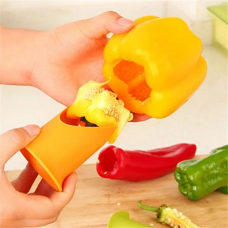 

2in1 Pepper Chili Bell Jalapeno Corer Seed Remover Green Pepper Chilli Cutter Corer Slicer Fruit Peeler Kitchen Utensil