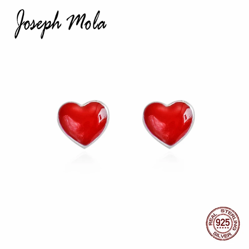 Joseph Mola женские серьги 925 серебряный модный красный сердце гвоздики для женщин