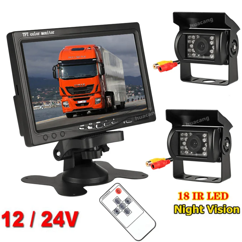 12V-24V 7 inch TFT LCD Car Parking Monitor +2x 18LEDs Waterproof Night Vision Reversing Backup Rear View Camera for Truck Bus
12V-24V 7 inch TFT LCD Car Parking Monitor +2x 18LEDs Waterproof Night Vision Reversing Backup Rear View Camera for Truck Bus