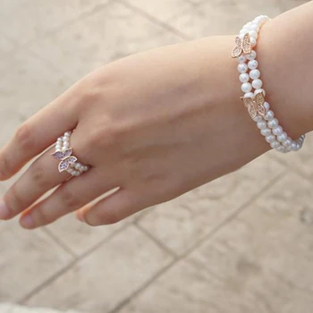 Double Strand Bracelet&Double Strand Rings Jewelry Sets Natural Pearl Jewelry with Butterfly Accessory Fashion Design 4-4.5mm
Double Strand Bracelet&Double Strand Rings Jewelry Sets Natural Pearl Jewelry with Butterfly Accessory Fashion Design 4-4.5mm