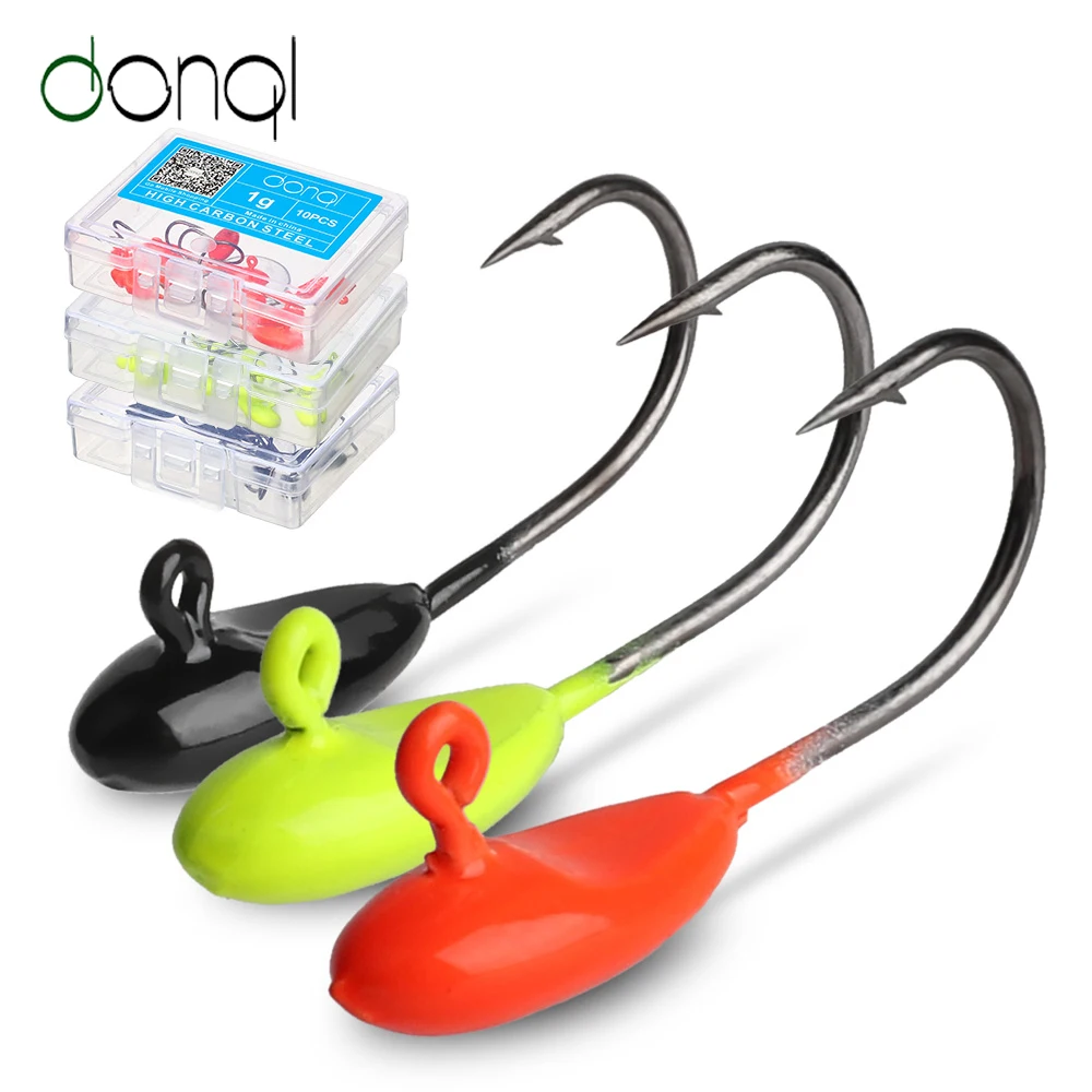 DONQL 5/10pcs Mini Jig Head Fishing Hooks 1.1g 22mm Barbed Single Lead Fishhook For Soft Lure Baits Carp Fishing Accessories
DONQL 5/10pcs Mini Jig Head Fishing Hooks 1.1g 22mm Barbed Single Lead Fishhook For Soft Lure Baits Carp Fishing Accessories