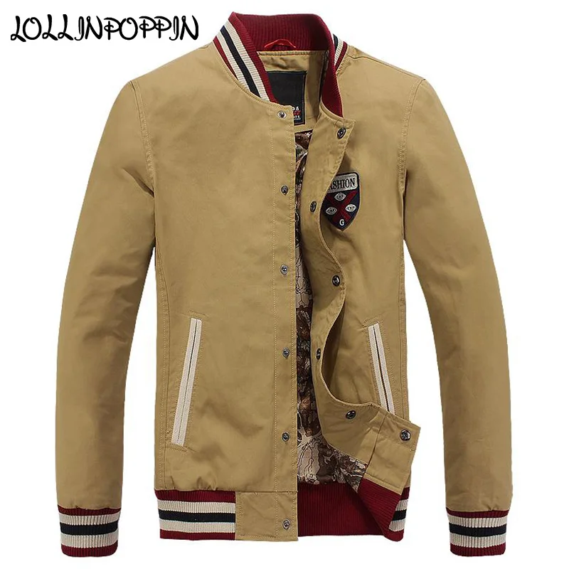Men Khaki Baseball Jacket Stand Collar College Jacket Embroidery Badge Embellished Male Varsity Jacket With Printing Lining
Men Khaki Baseball Jacket Stand Collar College Jacket Embroidery Badge Embellished Male Varsity Jacket With Printing Lining