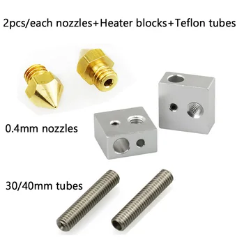 Anet Each 2pcs 0.4mm Nozzles+M6*30mm/40mm Teflon throat Tubes+Heater Blocks Heating Hotend for MK8 Makerbot A8 A6 A2 3D Printers
Anet Each 2pcs 0.4mm Nozzles+M6*30mm/40mm Teflon throat Tubes+Heater Blocks Heating Hotend for MK8 Makerbot A8 A6 A2 3D Printers